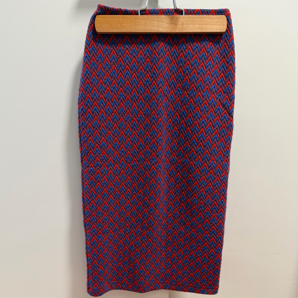 American Apparel Blue and Red Patterned Skirt - Size S